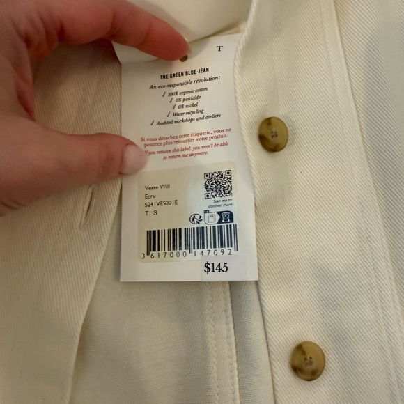 NWT Sézane Will Jacket in ecru, size small - Picture 4 of 6